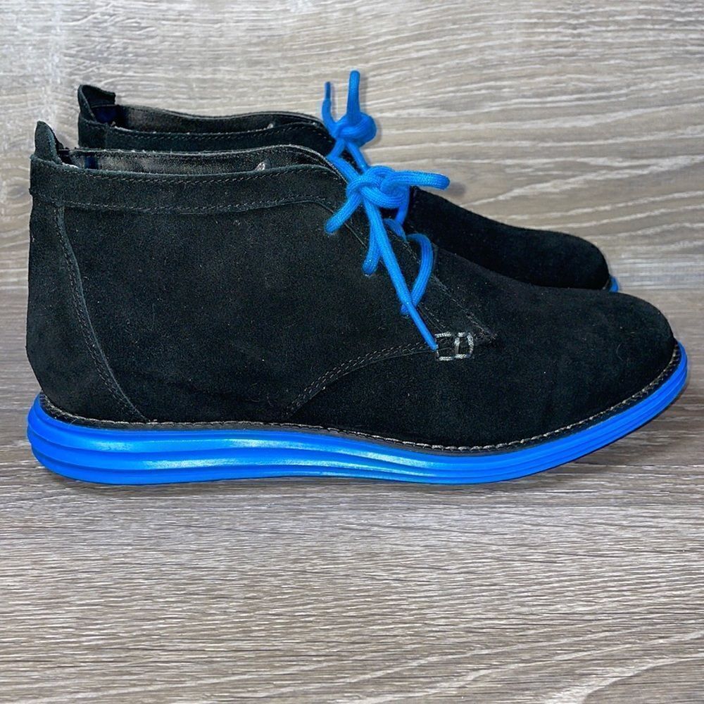 Skechers Groove Lite-Chummy Blue Black Suede Womens Size 8 Ankle Booties SN48207